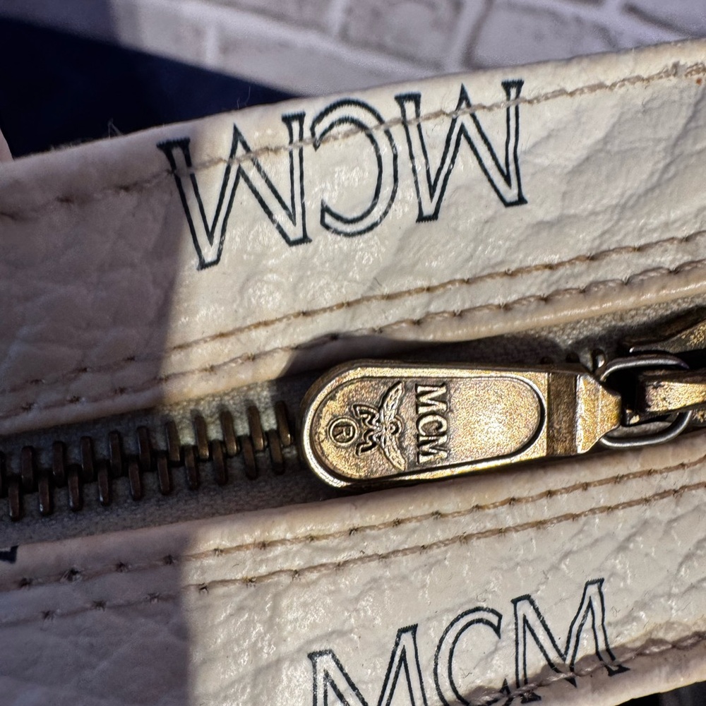 MCM Visetos White Monogram Large Shoulder Tote Shopper Bag - Picture 6 of 11